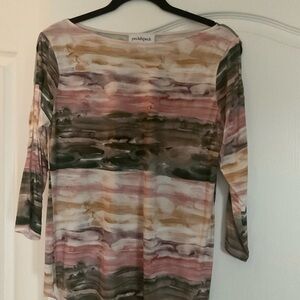 Pink/multi color cold shoulder top. Size L. Peck and Peck.